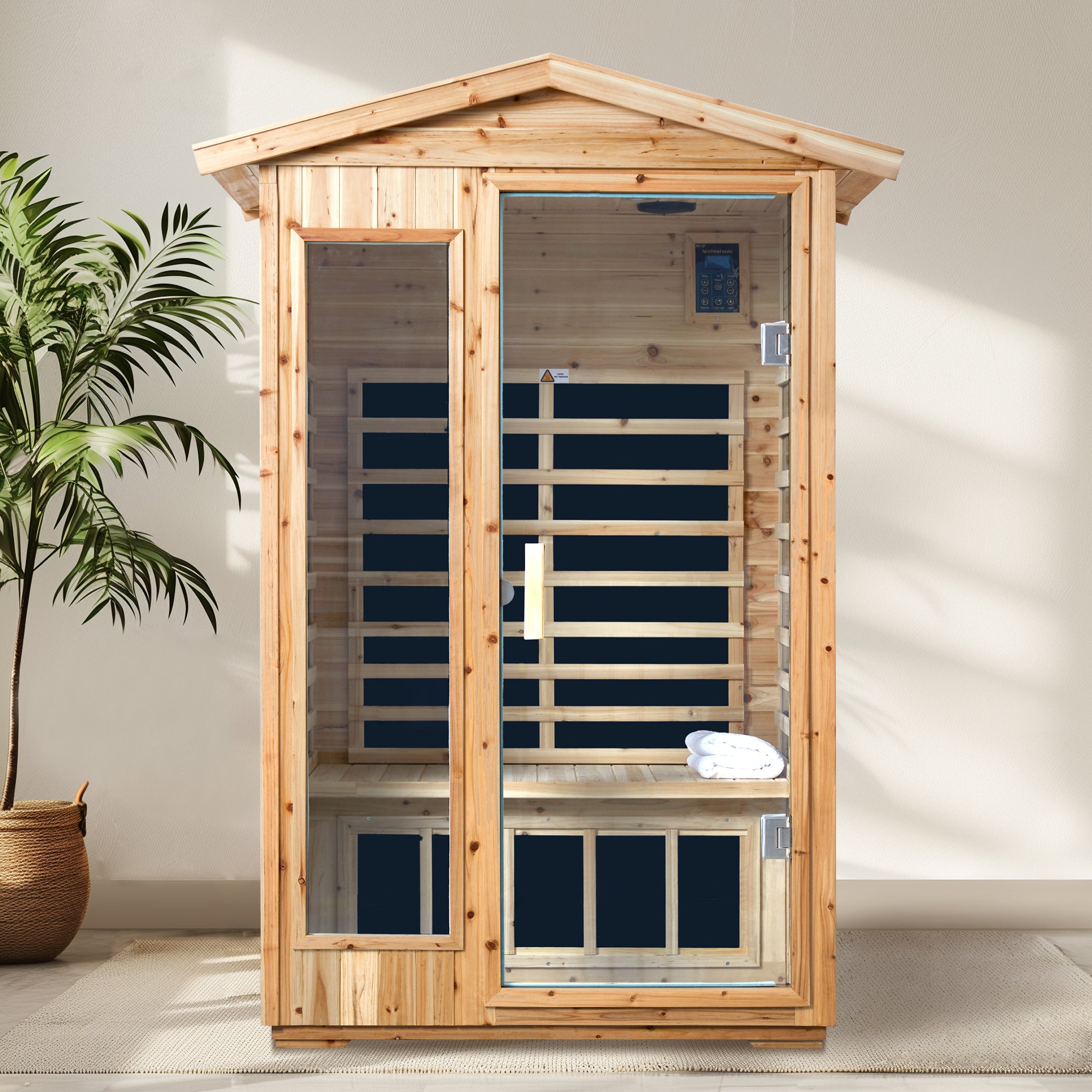 2-Person Far-Infrared Outdoor Sauna - Fir Wood Backyard Sauna