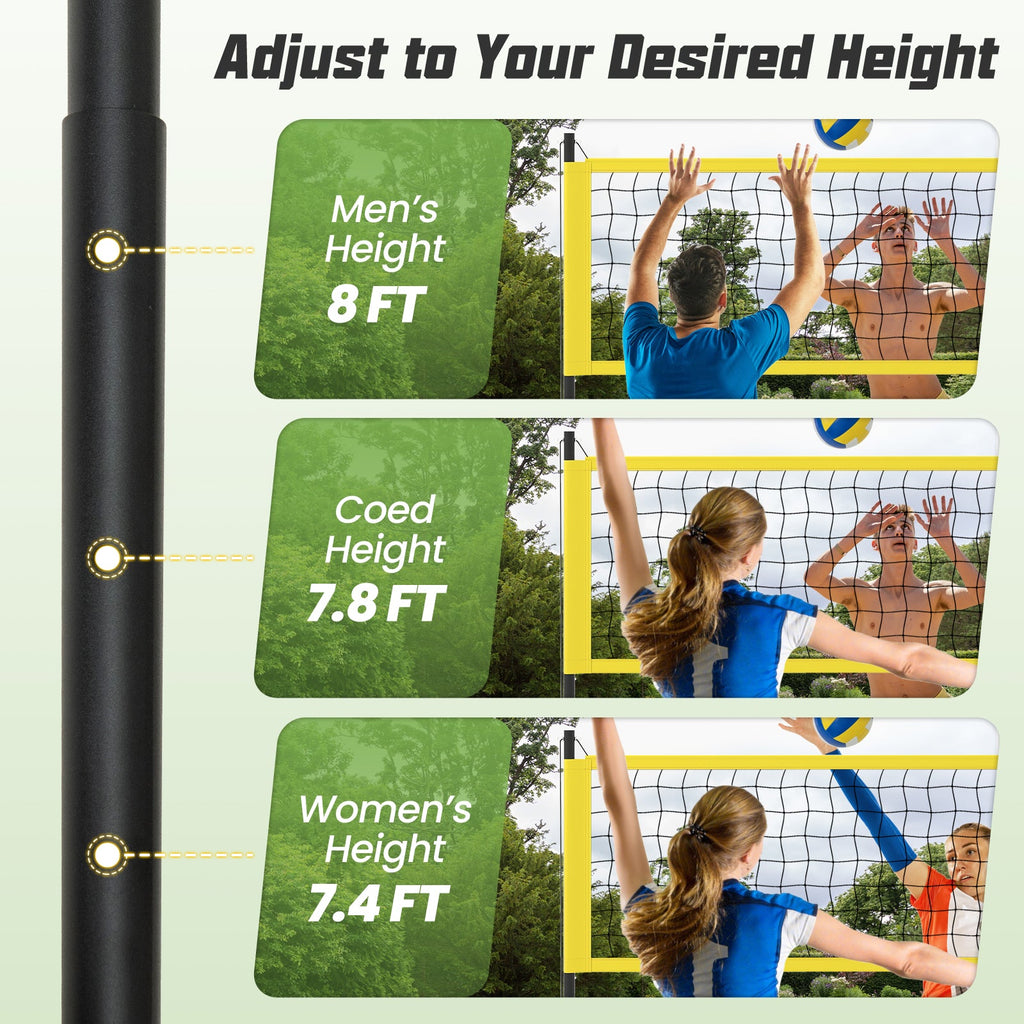 Portable Outdoor Volleyball Net Set Heavy-Duty Volleyball Net System