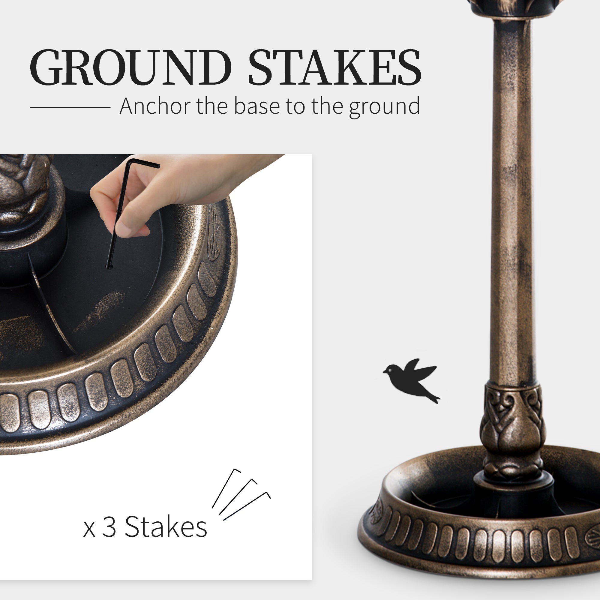 Outsunny 3-in-1 Garden Bird Bath Bowl Pedestal with Feeder