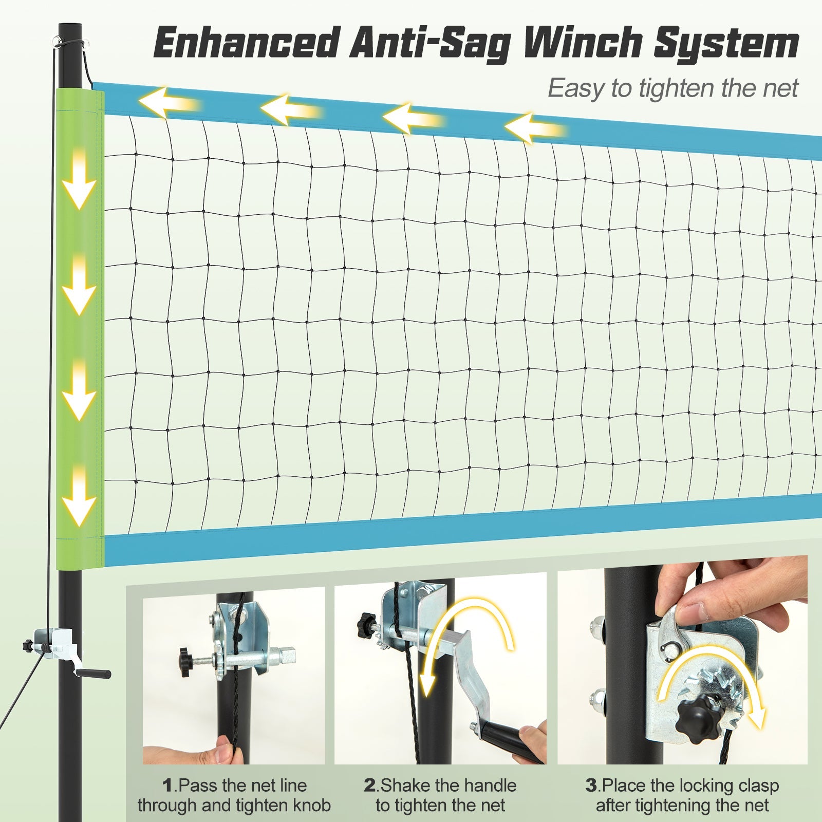 Portable Outdoor Volleyball Net Set Heavy-Duty Volleyball Net System