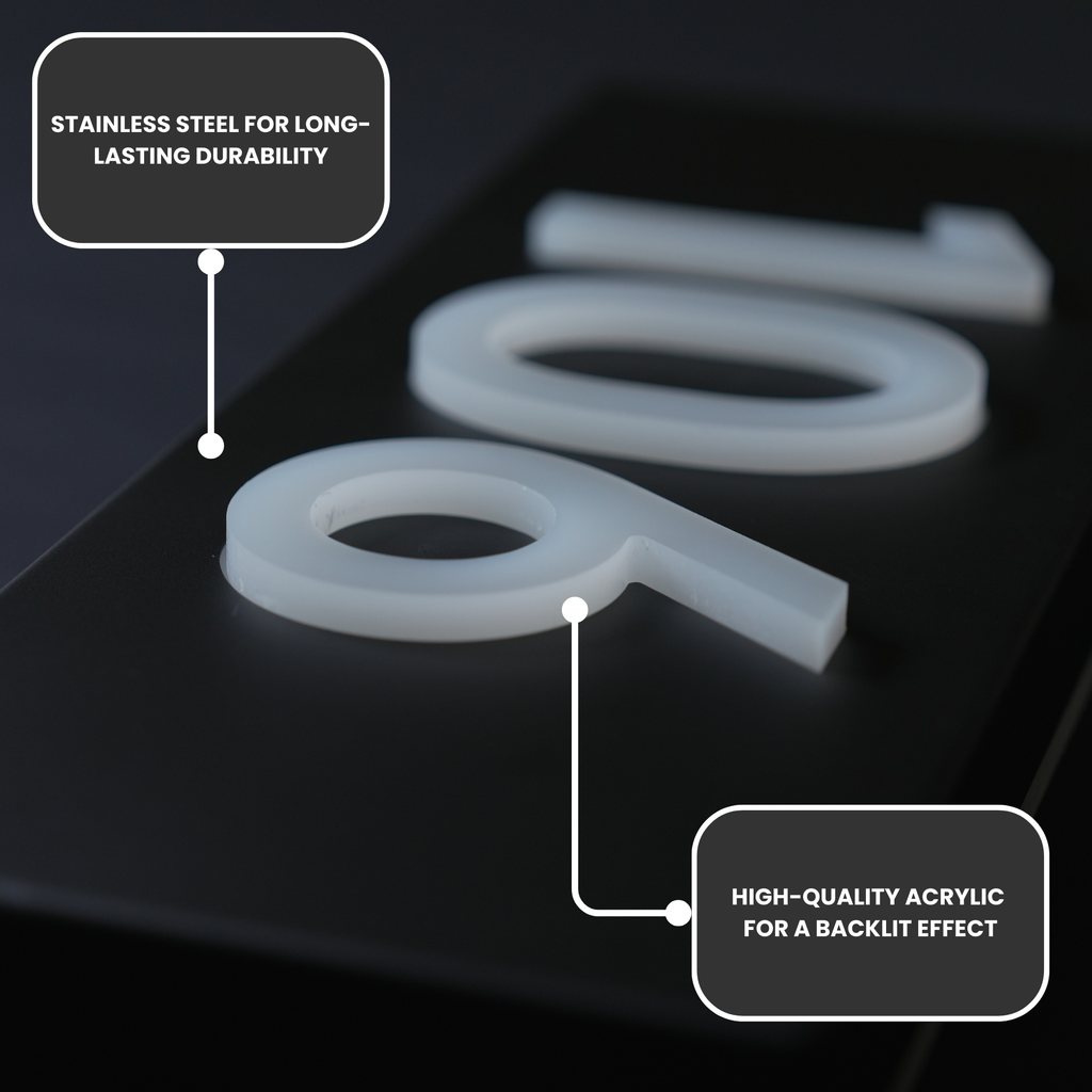 3D Acrylic Backlit House Numbers – Modern LED Address Numbers for Exterior
