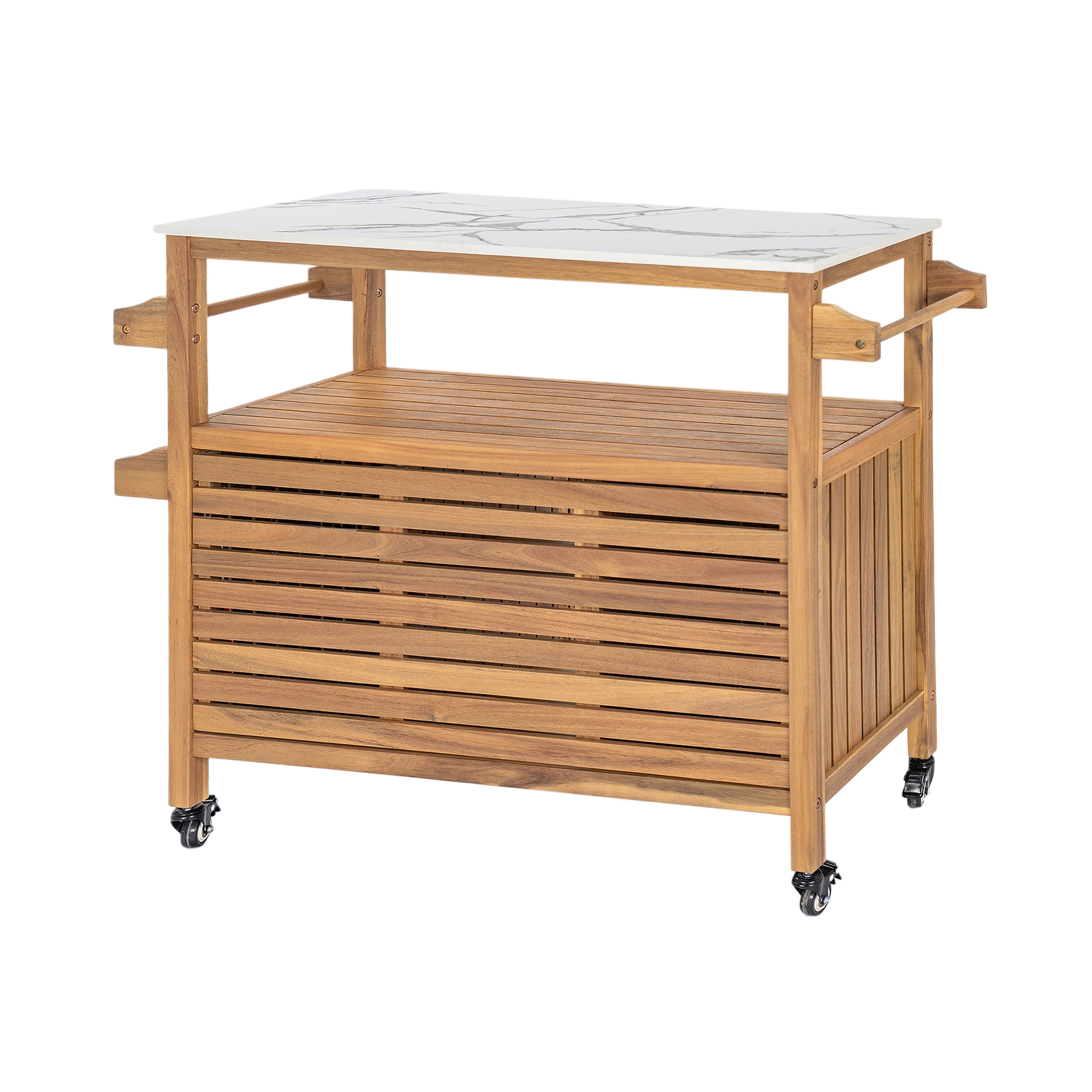 Outdoor Patio Acacia Wood Bar Cart