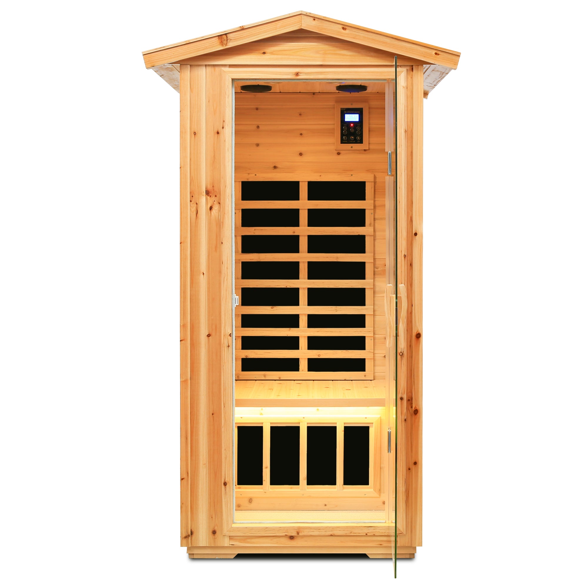 1-Person Far-Infrared Outdoor Sauna - Fir Wood Backyard Sauna
