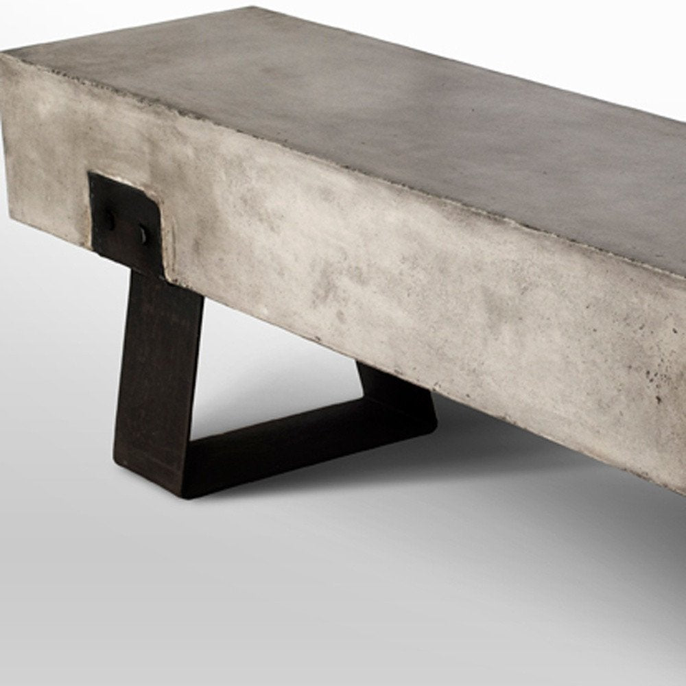 75" Gray and Black Metal and Concrete Indoor/Outdoor Bench
