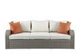3-Piece Outdoor Gray Wicker Outdoor Patio Sectional Conversation Set with Beige Cushions