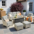 Outdoor Patio Conversation Set with Fire Pit and Ottomans