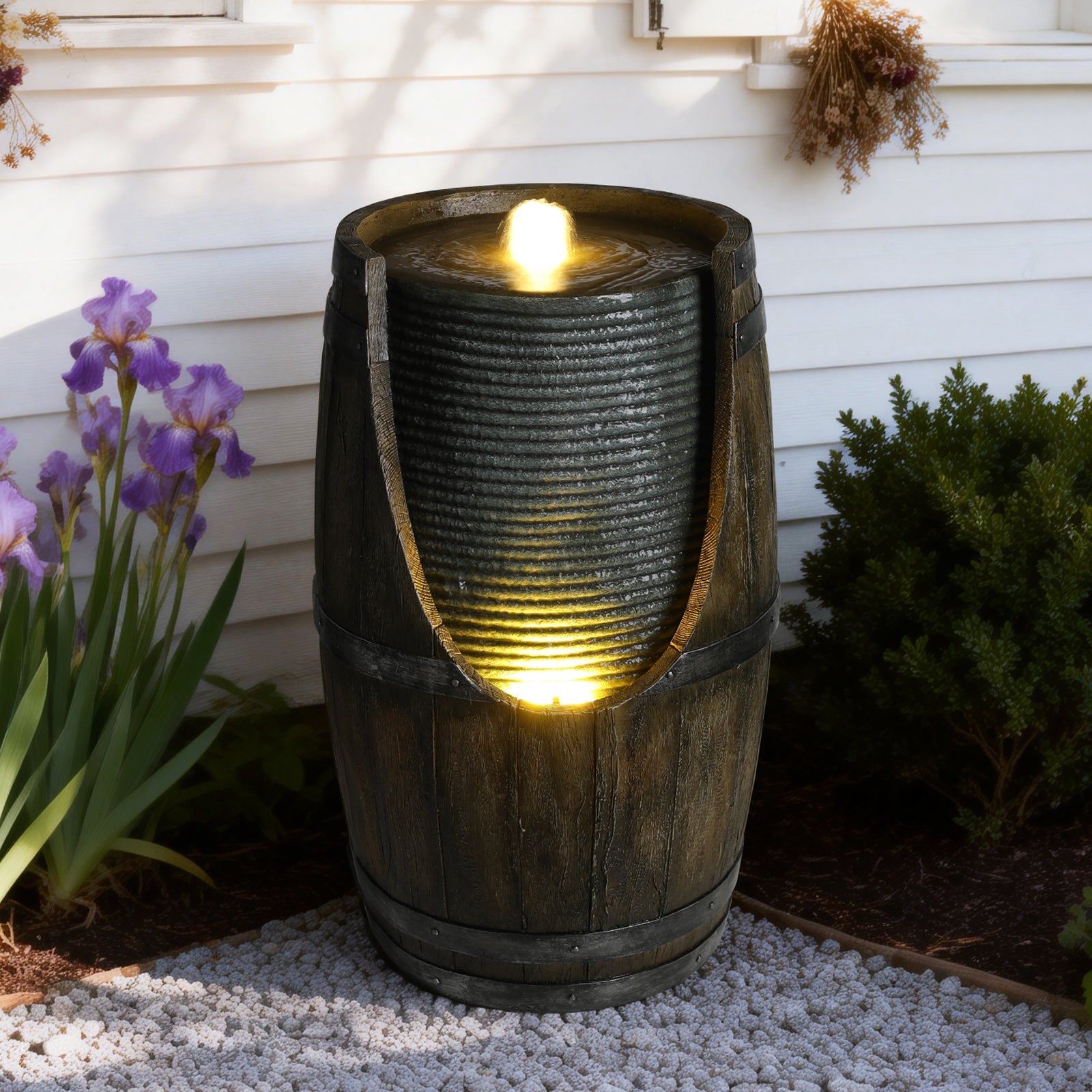Outdoor Water Fountain with Bird Waterer