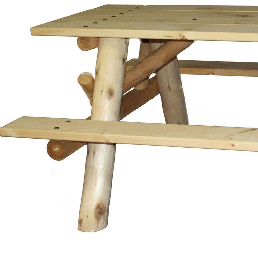 70" Natural Solid Wood Outdoor Patio Picnic Table
