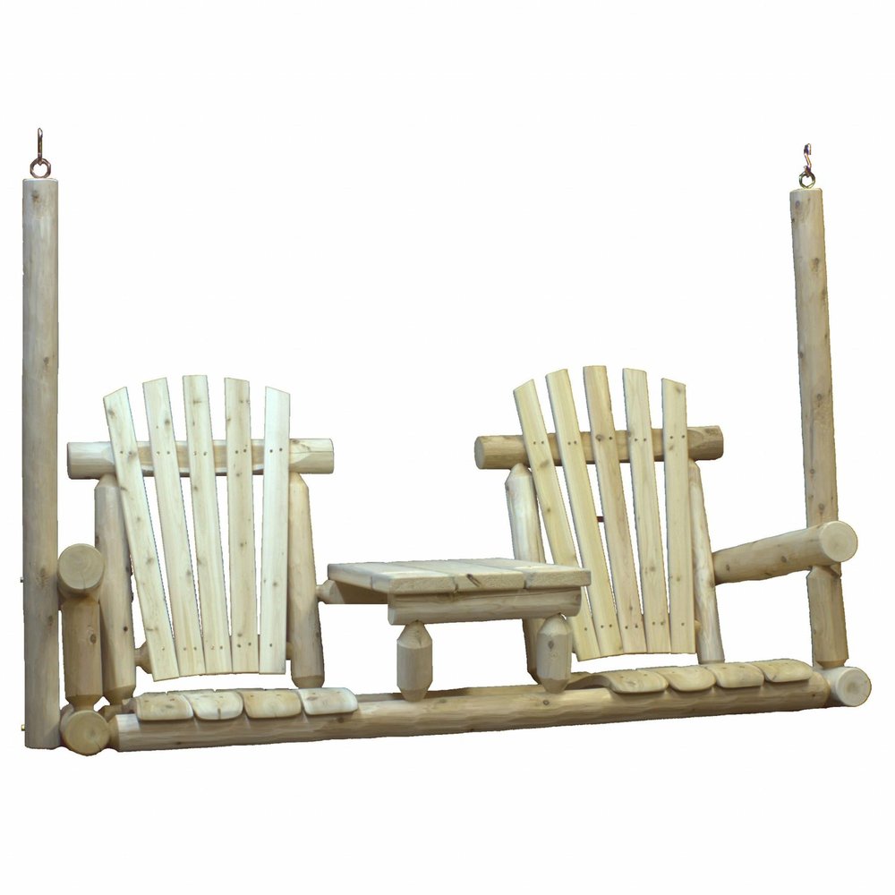71" x 24" x 49" Natural Wood Tete-A-Tete Porch Swing - Outdoor Patio Chair