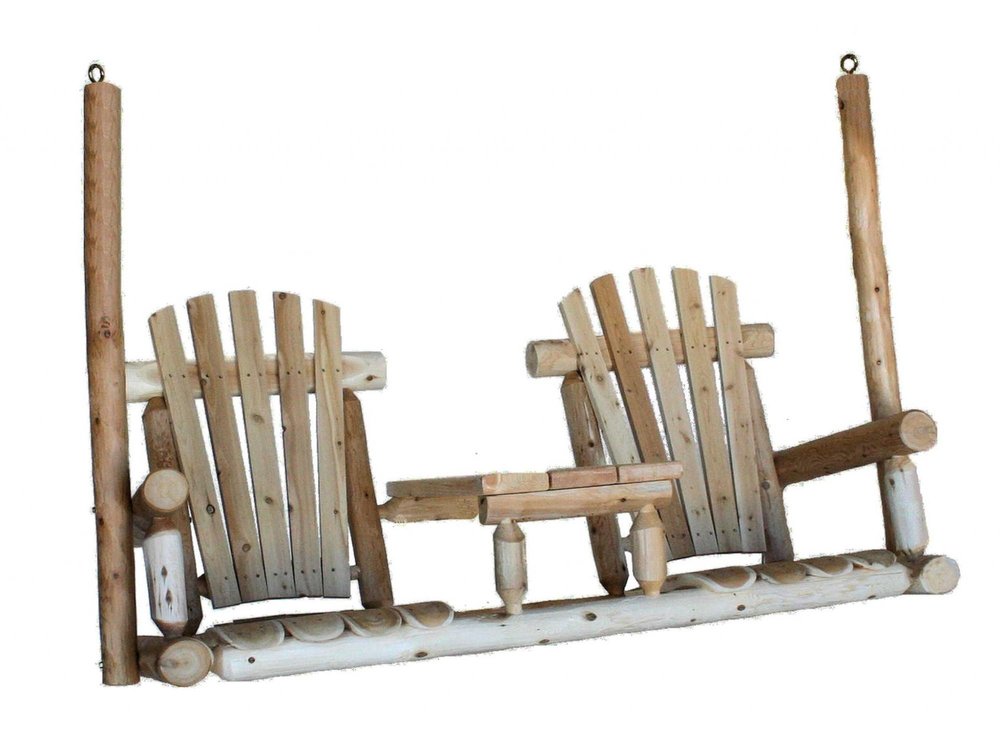 71" x 24" x 49" Natural Wood Tete-A-Tete Porch Swing - Outdoor Patio Chair