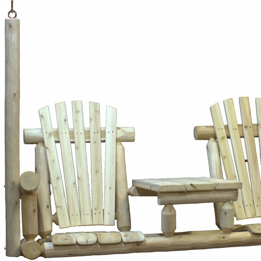 71" x 24" x 49" Natural Wood Tete-A-Tete Porch Swing - Outdoor Patio Chair