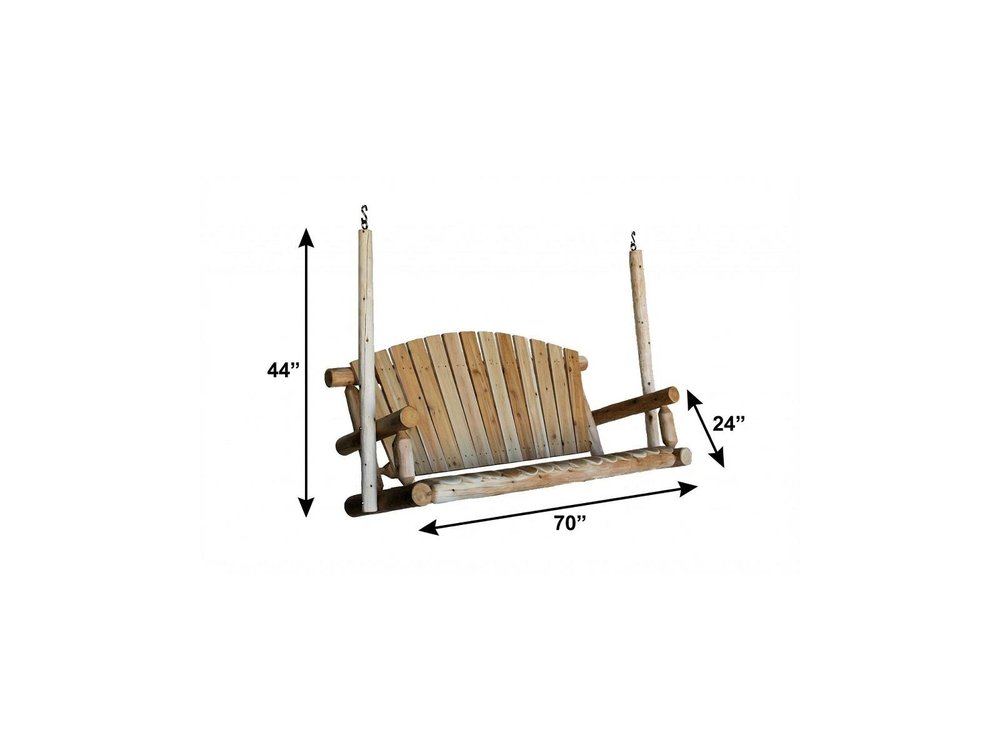 71" x 24" x 47" Natural Wood Porch Swing - Outdoor Patio Chair