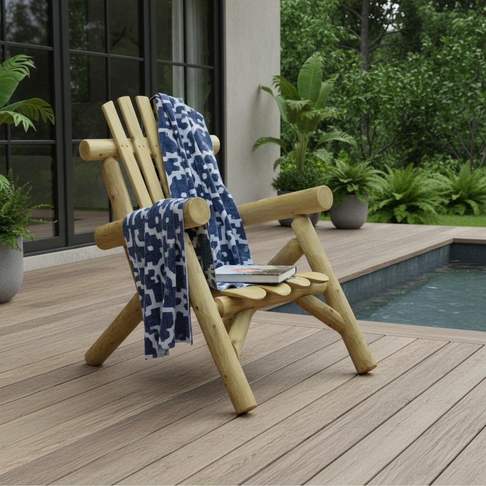 28" x 30" x 39" Natural Wood Lounge Chair