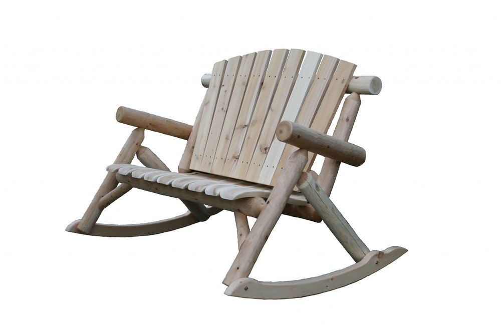 53" x 42" x 40" Natural Wood Rocking Outdoor Patio Loveseat