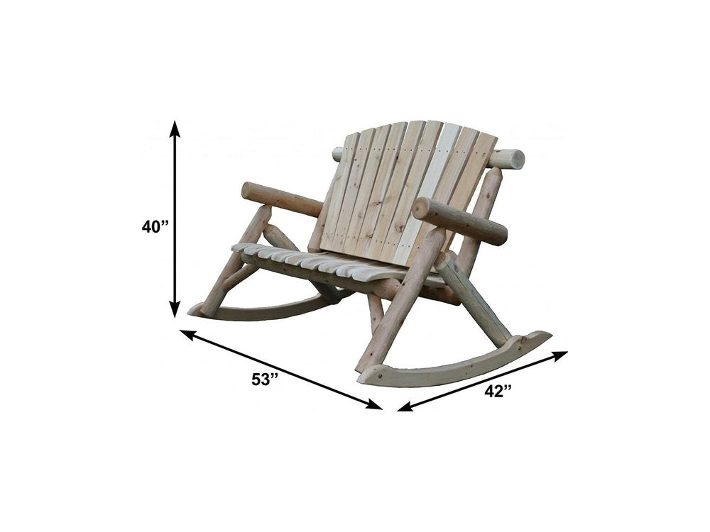 53" x 42" x 40" Natural Wood Rocking Outdoor Patio Loveseat