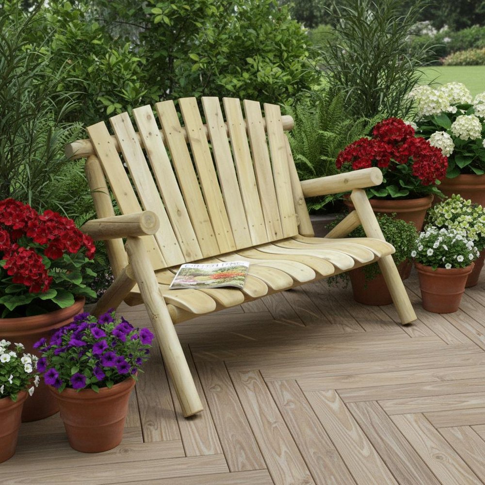 50" x 30" x 39" Natural Wood Outdoor Patio Loveseat