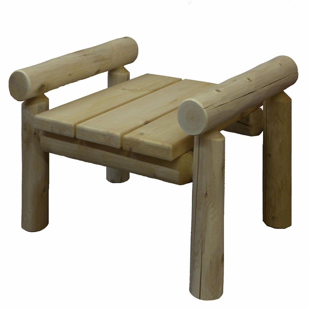 28" x 20" x 18" Natural Wood Ottoman - Outdoor Patio Chair