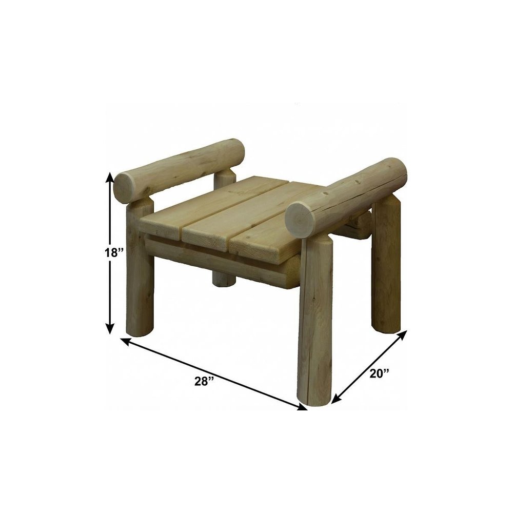 28" x 20" x 18" Natural Wood Ottoman - Outdoor Patio Chair