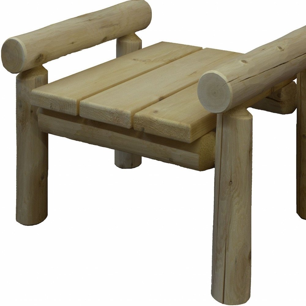 28" x 20" x 18" Natural Wood Ottoman - Outdoor Patio Chair