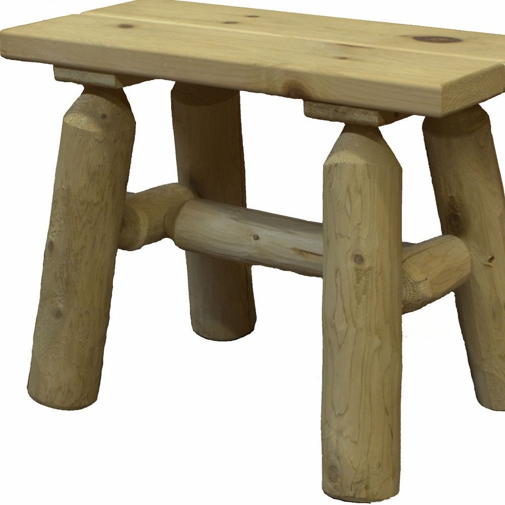 23" x 11" x 18" Natural Wood End Bench Pair