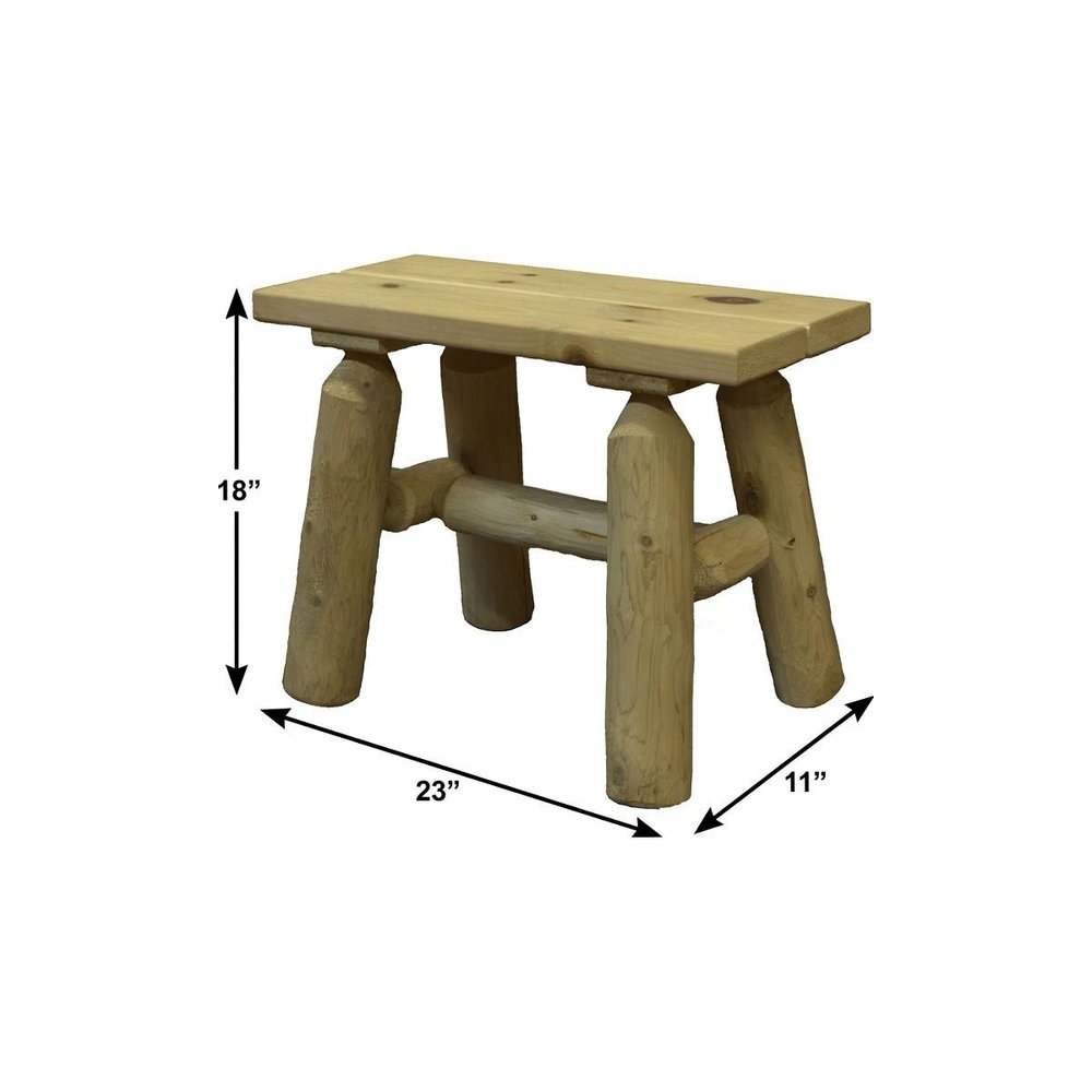 23" x 11" x 18" Natural Wood End Bench Pair