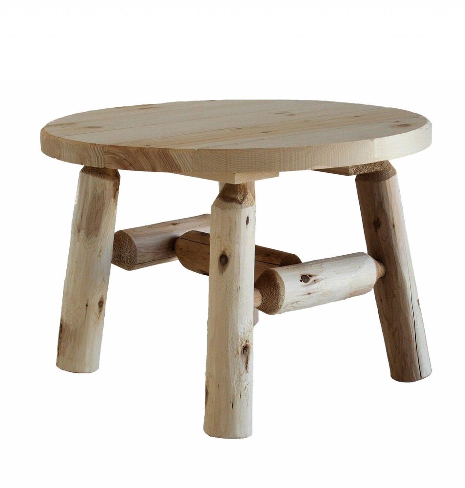 25" Natural Rounded Solid Wood Outdoor Patio Coffee Table