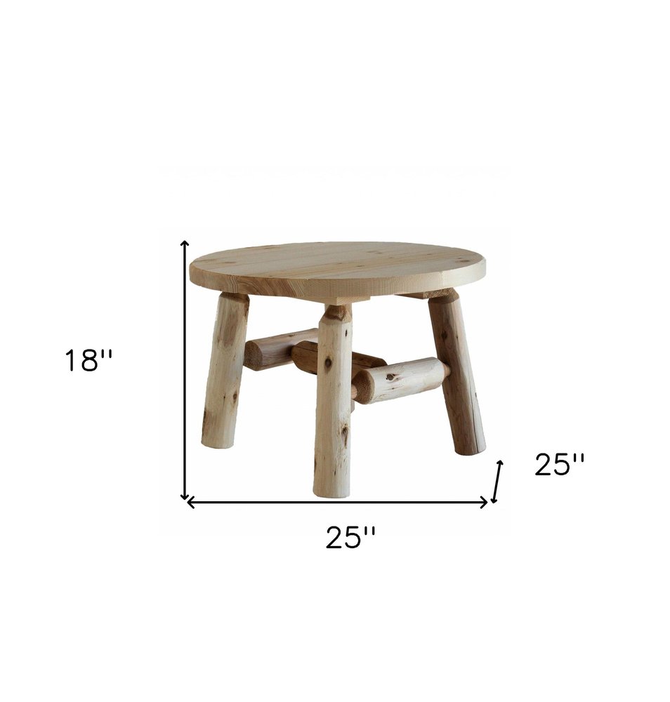 25" Natural Rounded Solid Wood Outdoor Patio Coffee Table