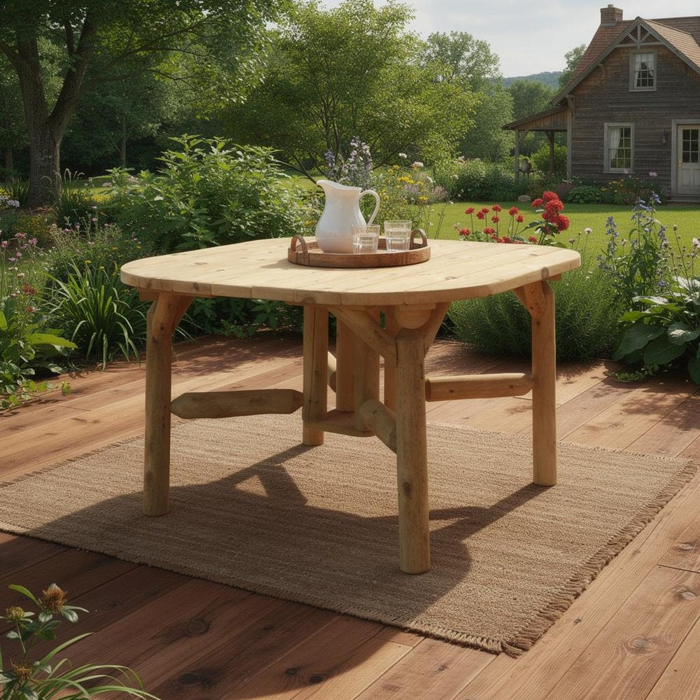 47" Natural Square Solid Wood Outdoor Patio Dining Table
