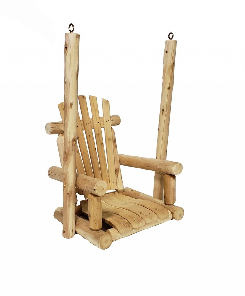 31" Natural Unfinished Solid Wood Outdoor Patio Swing Chair