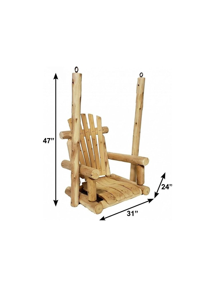 31" Natural Unfinished Solid Wood Outdoor Patio Swing Chair