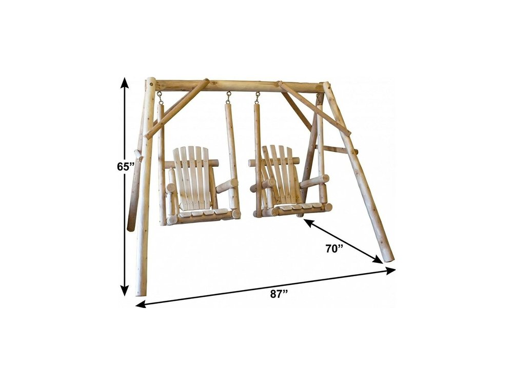 87" Natural Solid Wood Outdoor Patio Double Swing Chair
