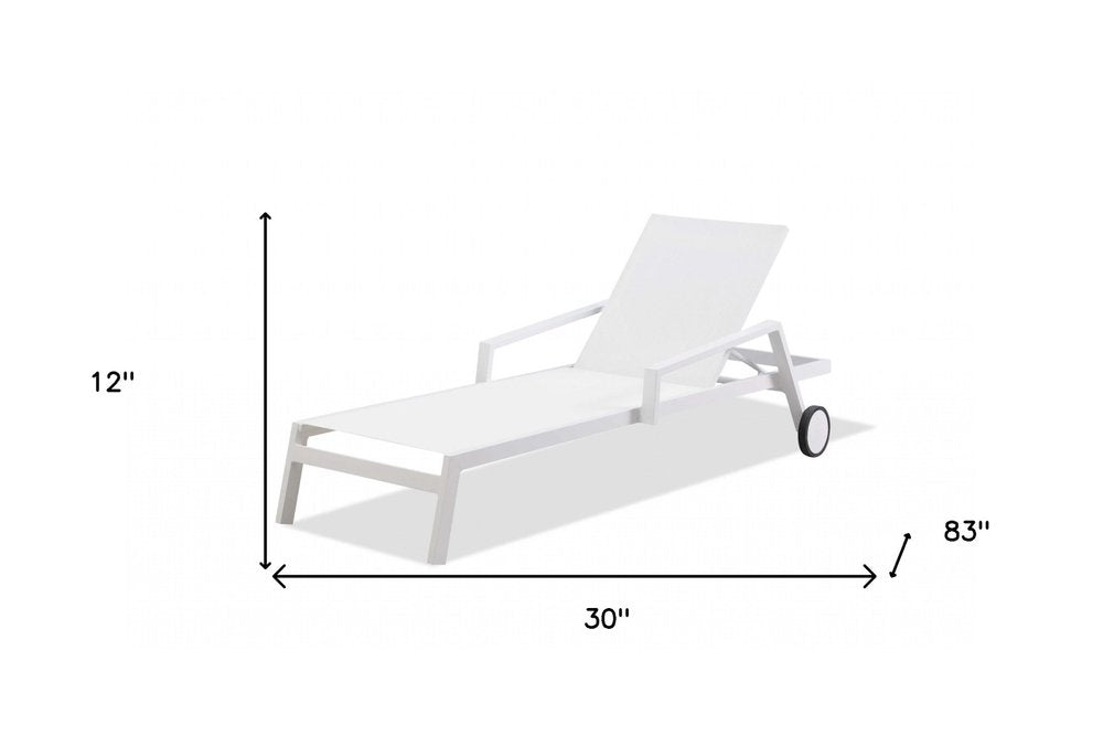 Set Of 2 White Modern Aluminum Chaise Lounges - Outdoor Patio Chair