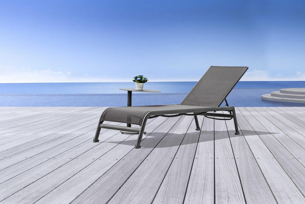 2-Piece 23" Taupe Metal Outdoor Patio Chaise Lounge - Outdoor Patio Chair