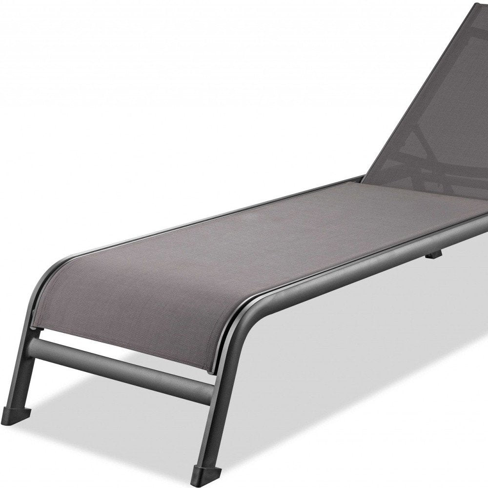 2-Piece 23" Taupe Metal Outdoor Patio Chaise Lounge - Outdoor Patio Chair