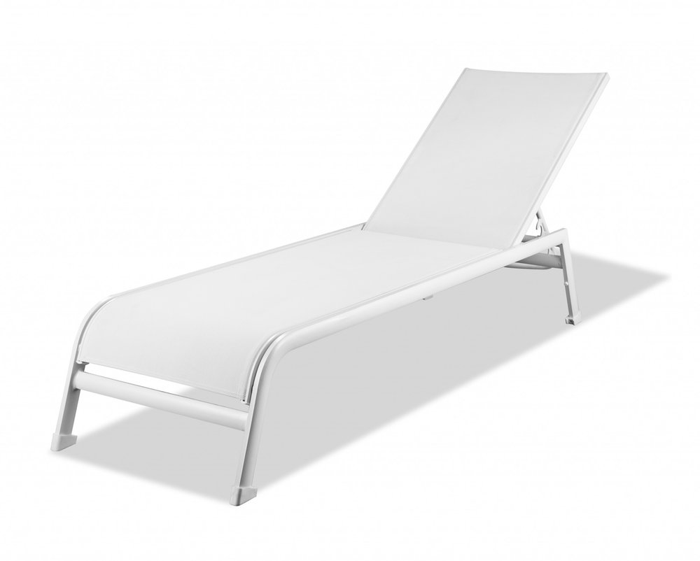 2-Piece 23" White and Chrome Indoor/Outdoor Patio Chaise Lounge - Outdoor Patio Chair