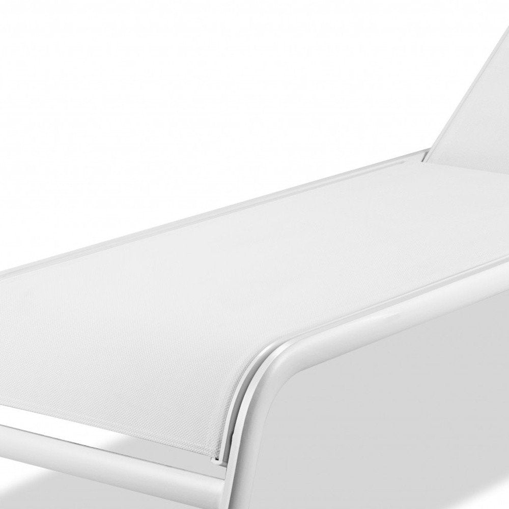 2-Piece 23" White and Chrome Indoor/Outdoor Patio Chaise Lounge - Outdoor Patio Chair