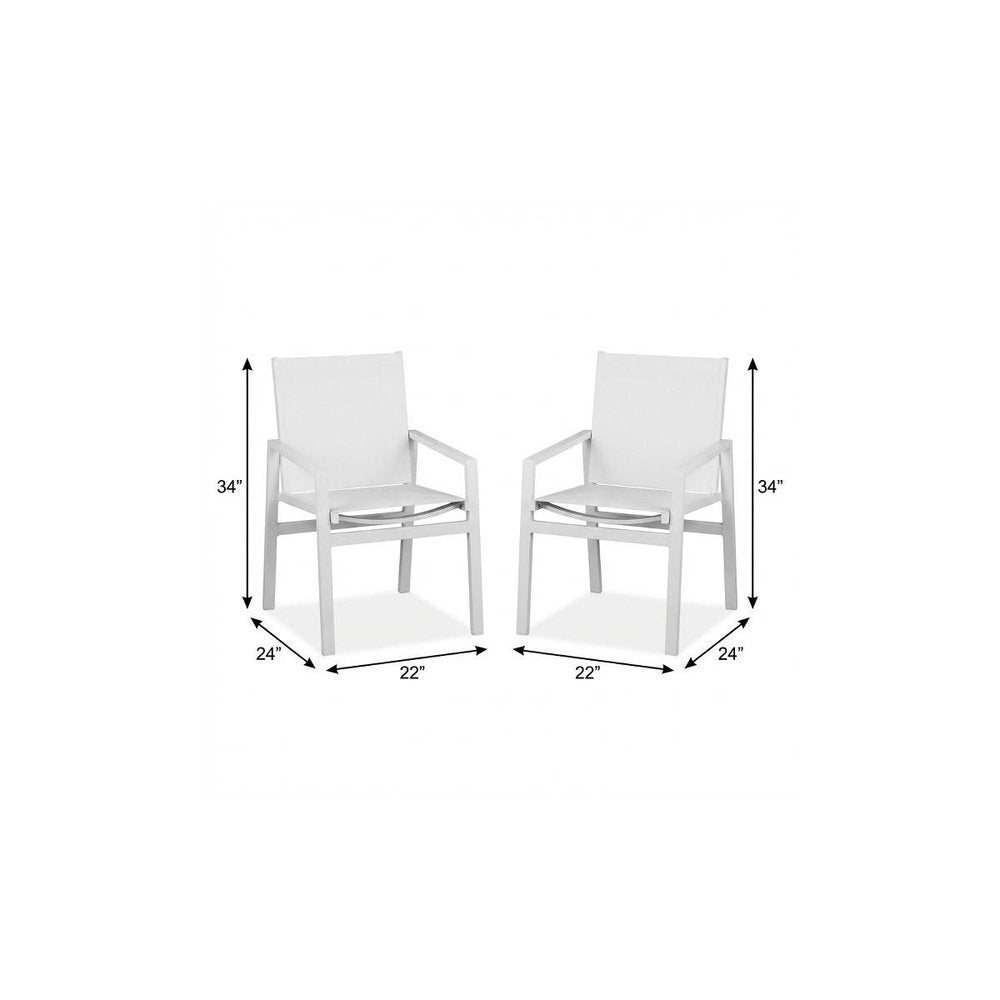 2-Piece 22" White Metal Indoor/Outdoor Patio Dining Chair