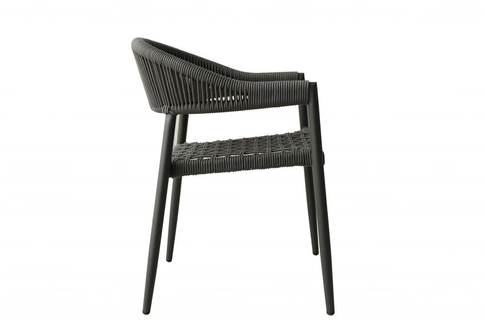 4-Piece 22" Gray Aluminum Outdoor Patio Arm Chair