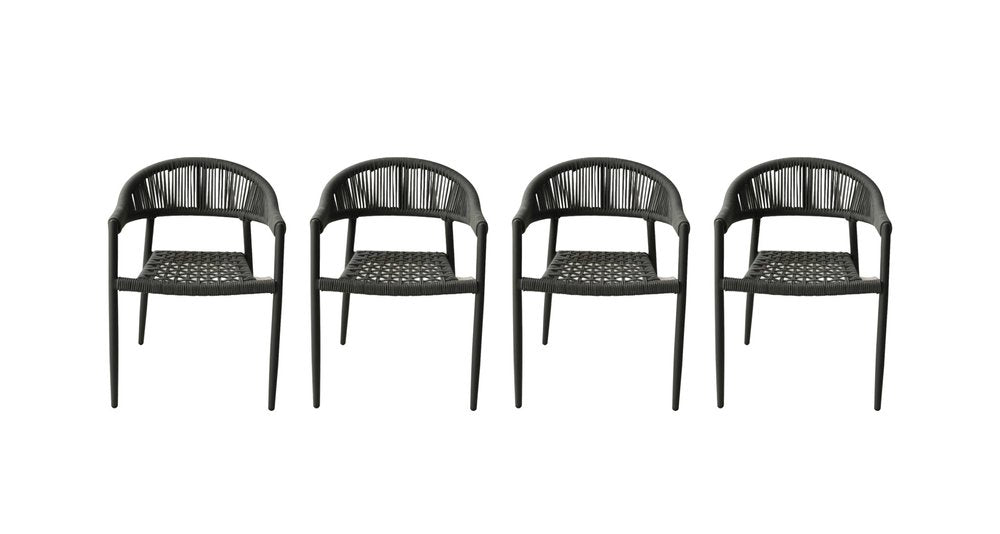 4-Piece 22" Gray Aluminum Outdoor Patio Arm Chair