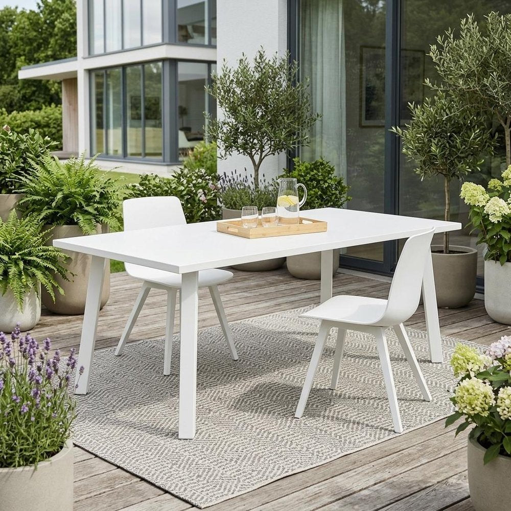 87" White Aluminum Outdoor Patio Dining Table