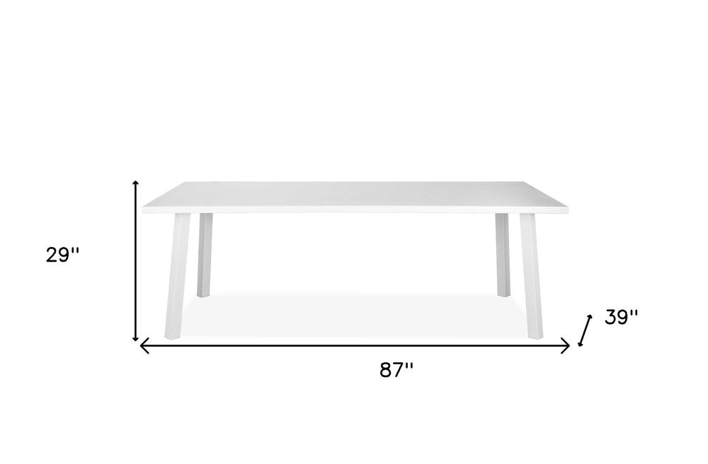 87" White Aluminum Outdoor Patio Dining Table
