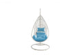 40" Blue and Steel stand finished Metal Outdoor Patio Swing Chair with Blue Cushion