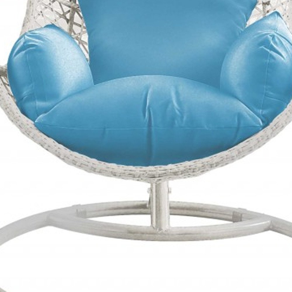 40" Blue and Steel stand finished Metal Outdoor Patio Swing Chair with Blue Cushion