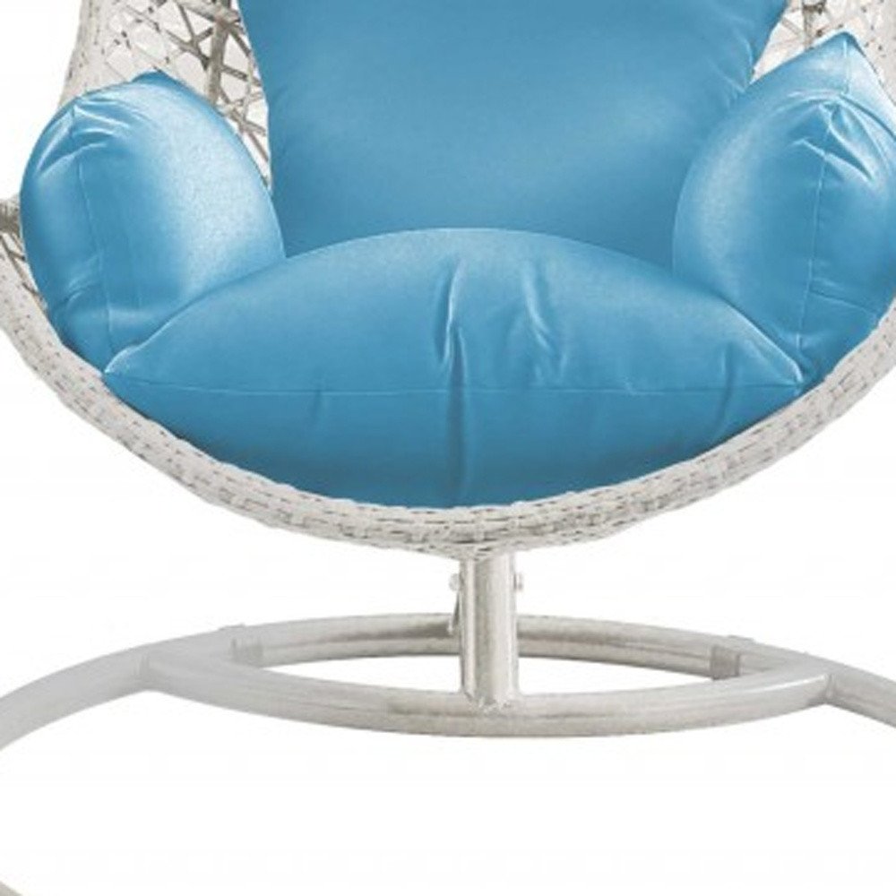 40" Blue and Steel stand finished Metal Outdoor Patio Swing Chair with Blue Cushion