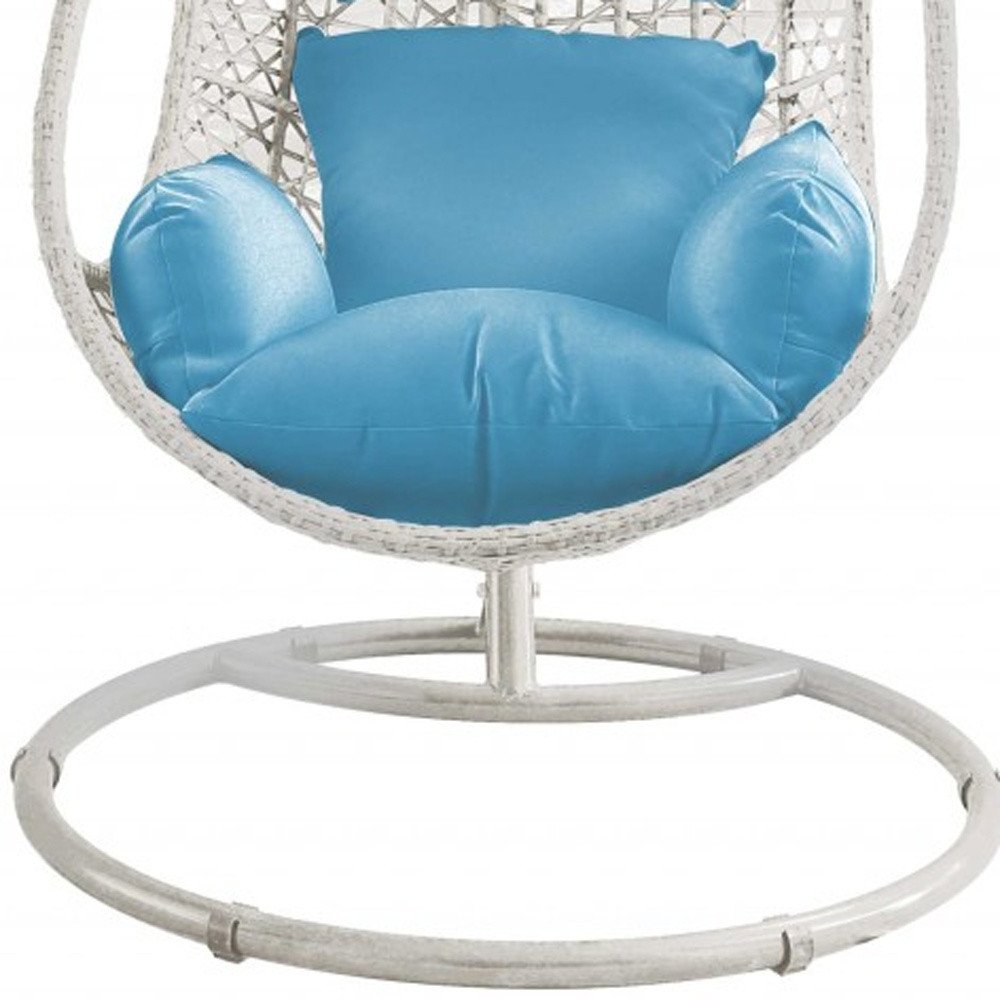 40" Blue and Steel stand finished Metal Outdoor Patio Swing Chair with Blue Cushion