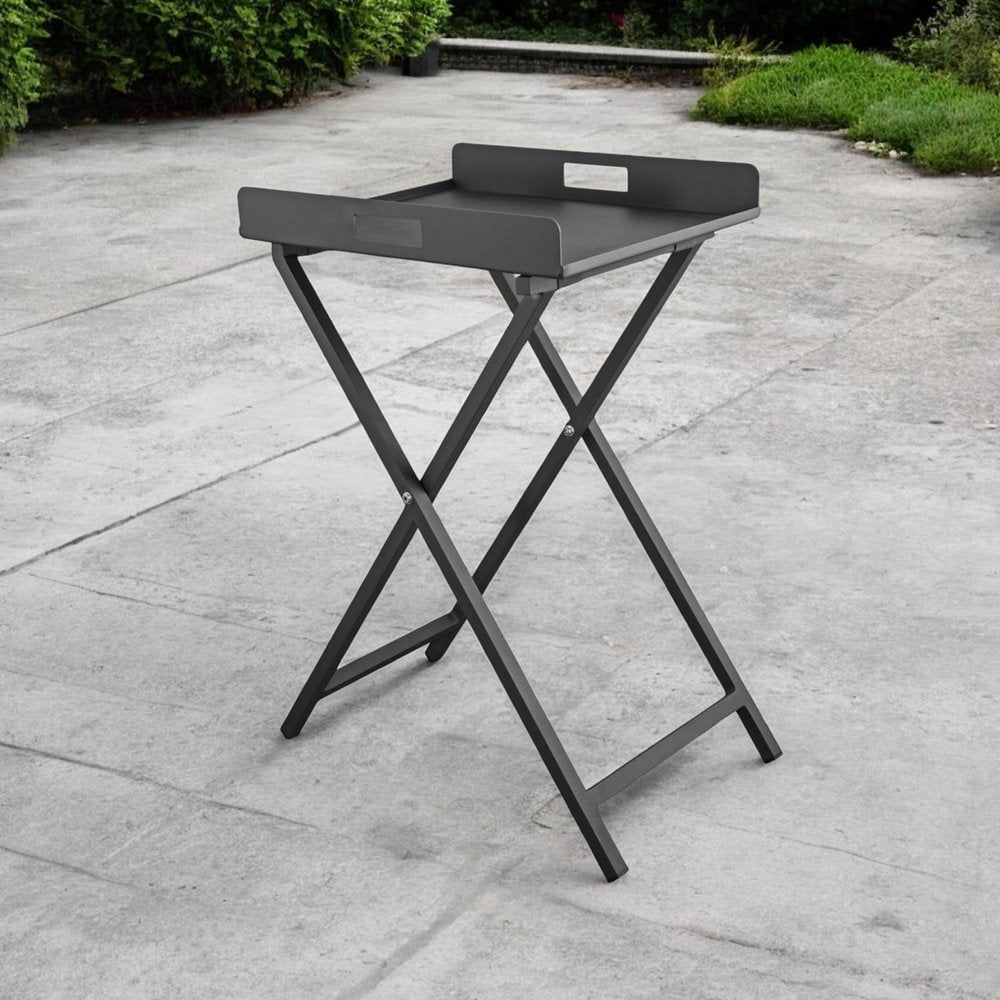 19" Gray Aluminum Outdoor Patio Side Table
