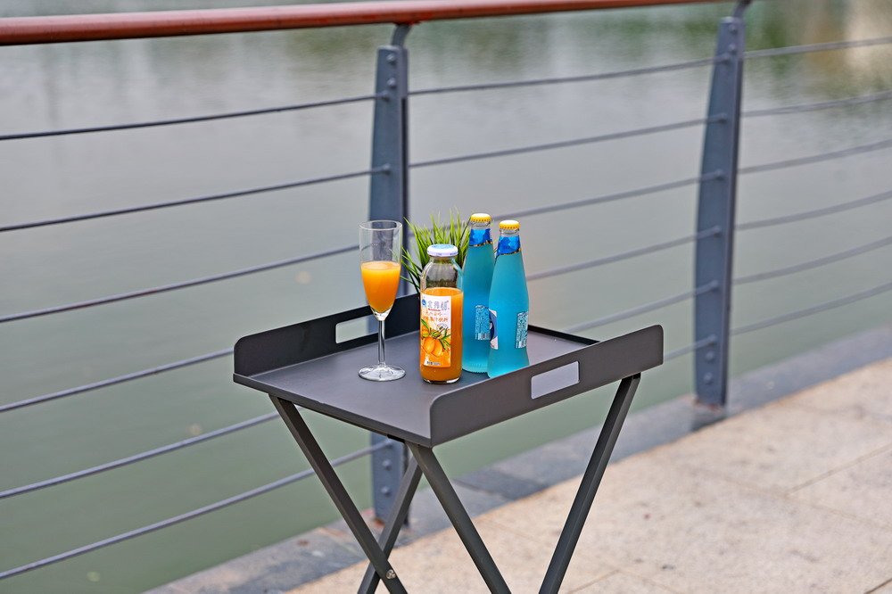 19" Gray Aluminum Outdoor Patio Side Table