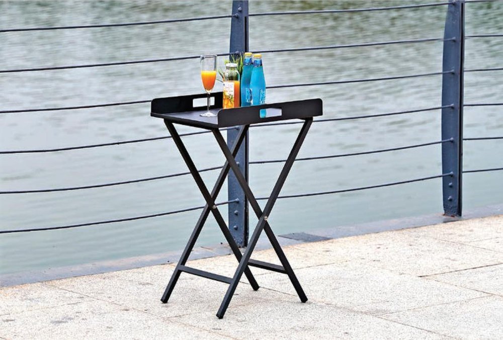 19" Gray Aluminum Outdoor Patio Side Table