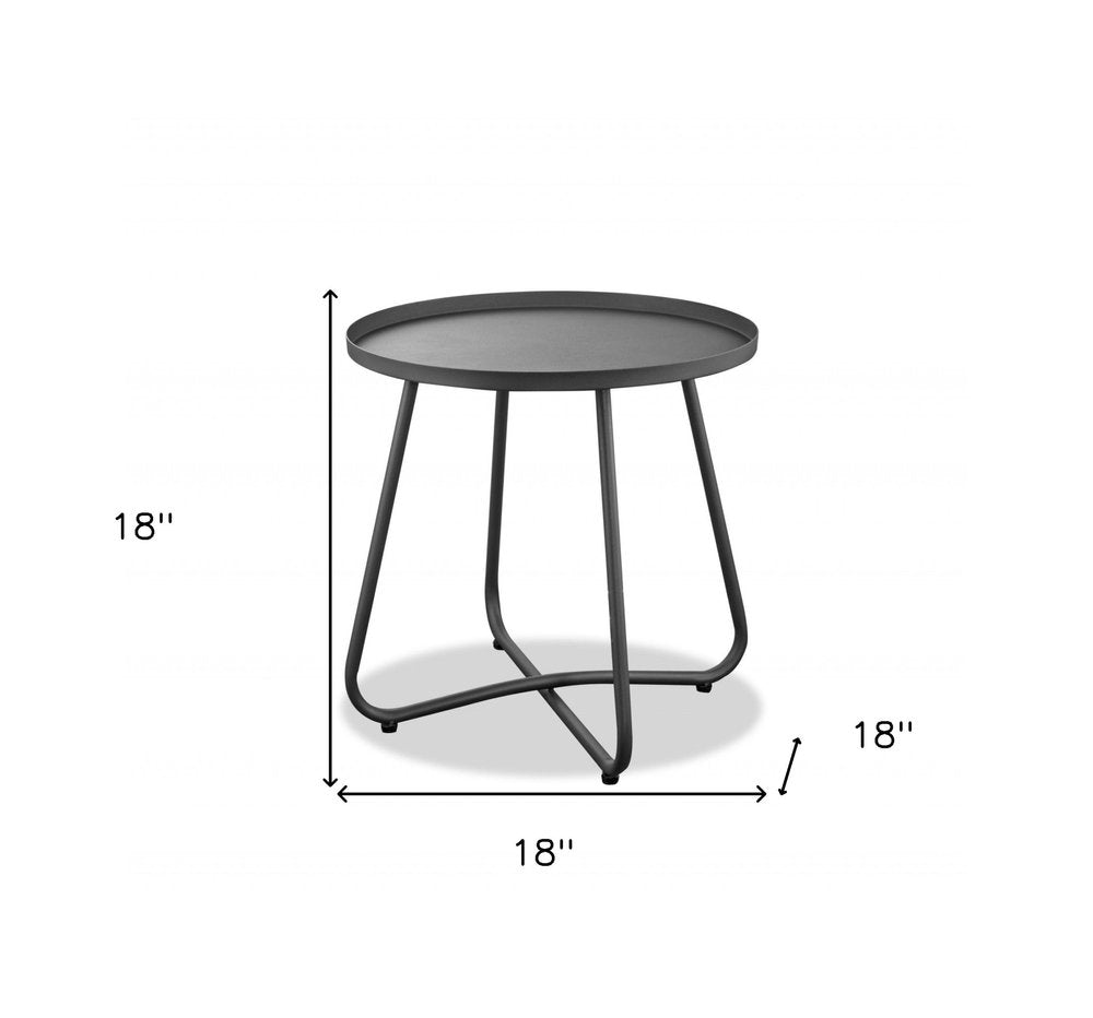 18" Gray Rounded Aluminum Outdoor Patio Side Table