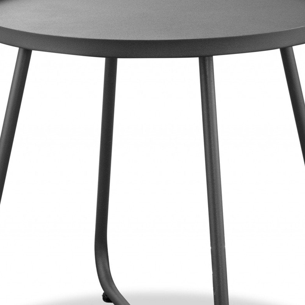 18" Gray Rounded Aluminum Outdoor Patio Side Table